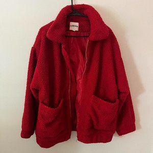 i am gia red pixie teddy coat